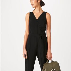 Jigsaw black v neck scallop jumpsuit